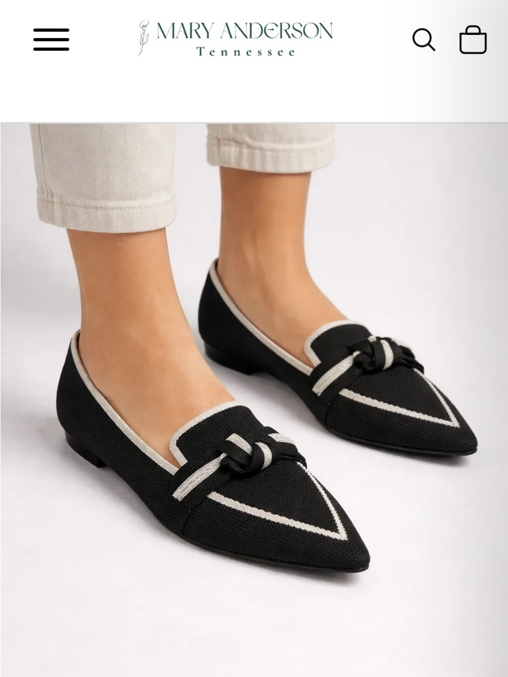 TAHARI Black & White Pointed Slip-On Loafers Size 7